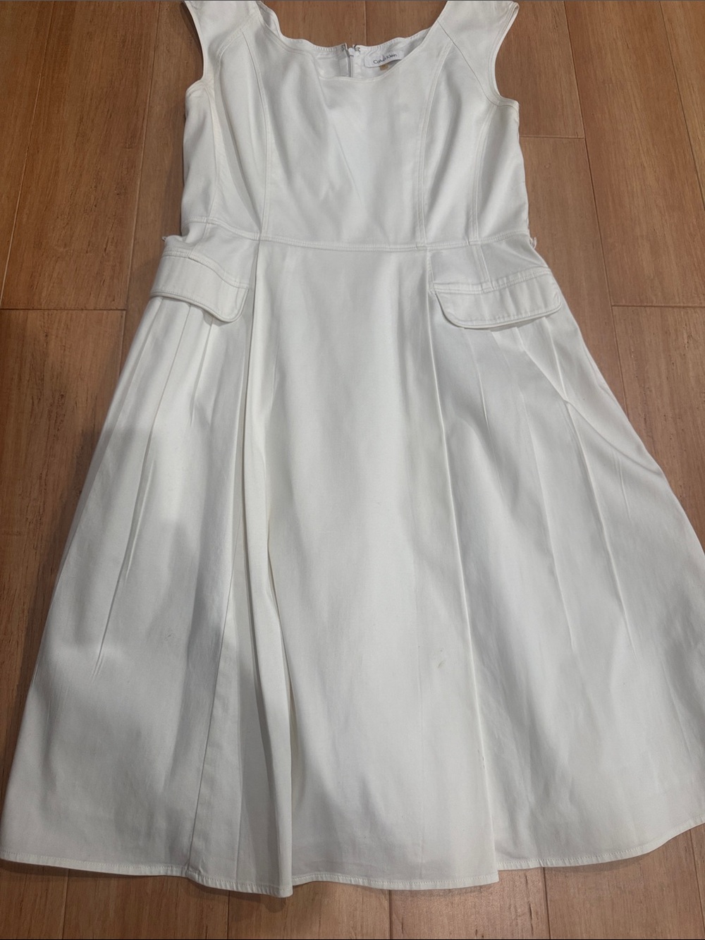 Calvin Klein White Midi Fit-and-Flare Dress